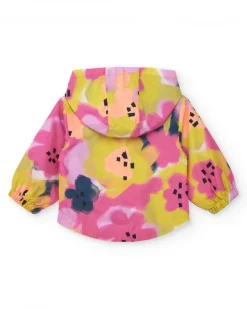 Cortavientos para niña floral en rosa, amarillo y azul