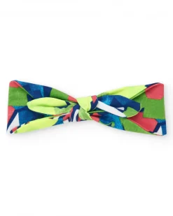 Diadema de punto para niña con lazo tricolor