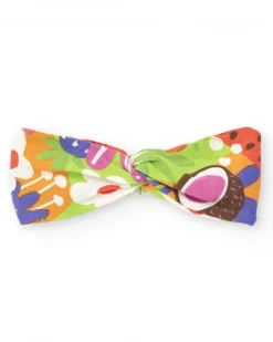 Diadema de punto para niña con estampado tropical