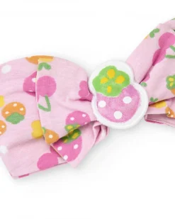 Diadema de punto para niña color lila con lazo