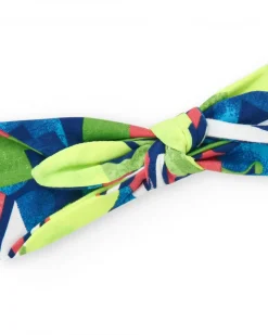 Diadema de punto para niña con lazo tricolor