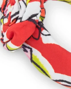 Diadema rígida blanca para niña con diseño floral en rojo, verde y rosa