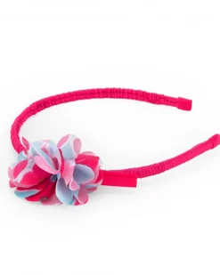 Diadema rosa rígida para niña con flor decorativa