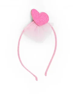 Diadema rosa rígida para niña con corazón decorativ