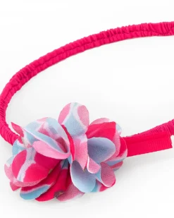 Diadema rosa rígida para niña con flor decorativa