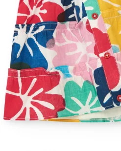 Falda para niña con estampado floral multicolor y botones