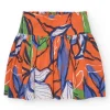 Falda para niña en naranja con cintura elástica y estampado floral