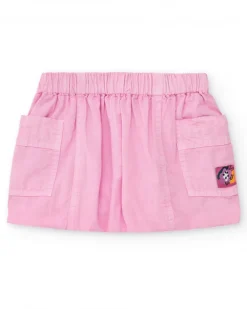 Falda para niña en rosa con bolsillos y cintura elástica