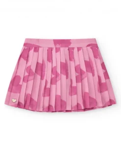 Falda plisada rosa para niña con estampado abstracto