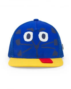 Gorra para niño en azul con cara de animal y cierre ajustable