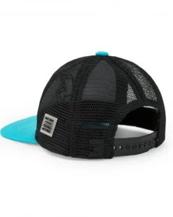 Gorra para niño en negro con detalles en azul y amarillo y rayo frontal