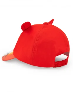 Gorra roja para niño con orejas y diseño de león