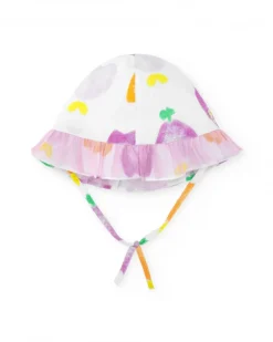 Gorro plano para niña color blanco