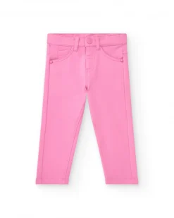 Jegging para niña en rosa con bolsillos decorativos