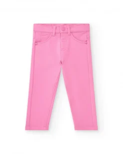 Jegging para niña en rosa con bolsillos decorativos