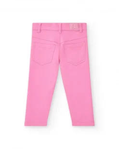 Jegging para niña en rosa con bolsillos decorativos