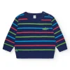 Jersey para niño en azul marino con rayas y tiburón bordado