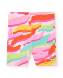 Legging ciclista multicolor para niña con estampado artístico