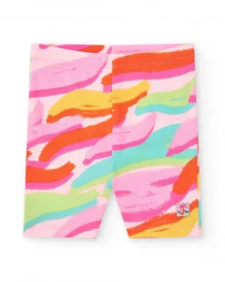 Legging ciclista multicolor para niña con estampado artístico