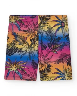 Legging ciclista para niña con estampado tropical y cintura elástica