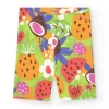 Legging corto lila para niña con estampado tropical
