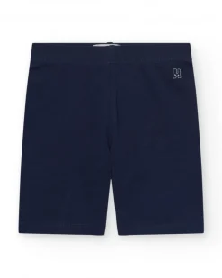 Legging corto para niña en azul marino con cintura elástica
