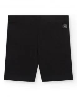 Legging corto para niña en negro con cintura elástica