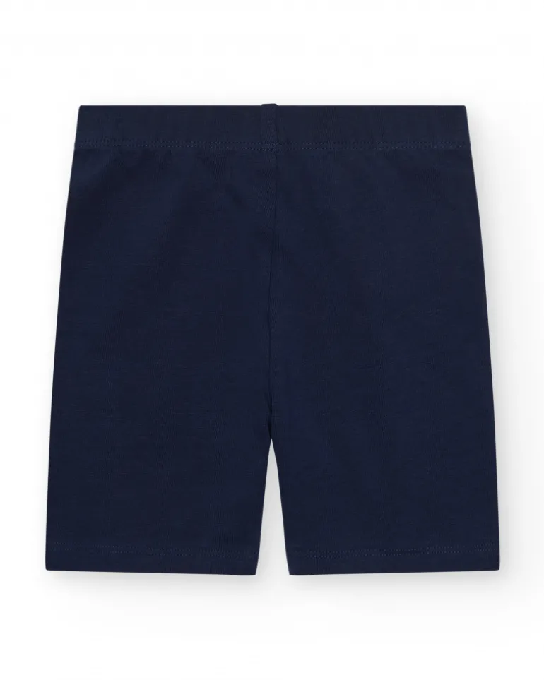 Legging corto para niña en azul marino con cintura elástica