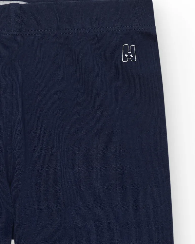 Legging corto para niña en azul marino con cintura elástica