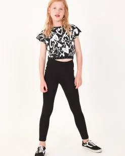 Legging para niña en negro con cintura elástica