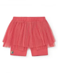 Legging para niña en rosa con capa de tul y cintura elástica