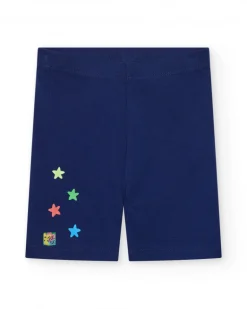Leggings ciclista para niña en azul marino con estrellas