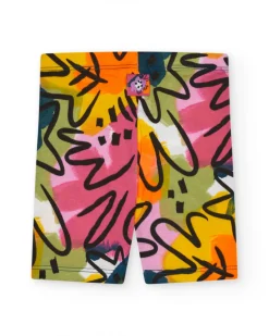 Leggings ciclistas para niña en multicolor con estampado abstracto