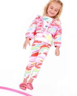 Leggings multicolor para niña con estampado abstracto y cintura elástica