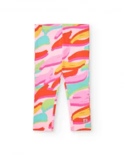 Leggings multicolor para niña con estampado abstracto y cintura elástica