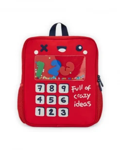Mochila niño en rojo con diseño de calculadora colección Big Brains