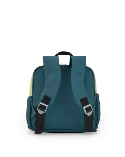 Mochila para niño con diseño de coche y monos en verde, naranja y negro
