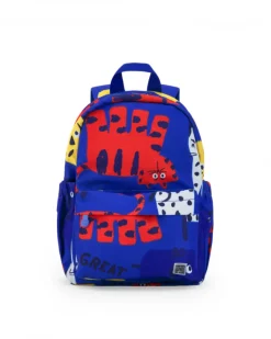 Mochila para niño en azul con estampado y asas ajustables