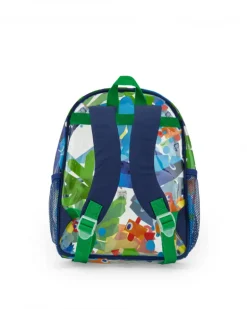 Mochila para niño en azul con peces y bolsillo transparente