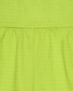 Mono para niña en verde con tirantes y detalles multicolor