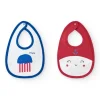 Pack de dos baberos marinos para niño, uno blanco con medusa y otro rojo con carita