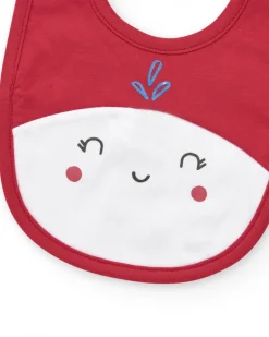 Pack de dos baberos marinos para niño, uno blanco con medusa y otro rojo con carita