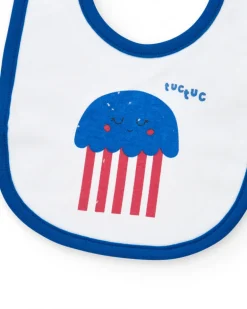 Pack de dos baberos marinos para niño, uno blanco con medusa y otro rojo con carita