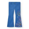 Pantalón azul con bordado floral para niña colección Cold Days