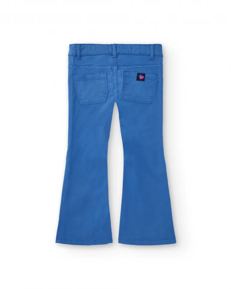 Pantalón azul con bordado floral para niña colección Cold Days