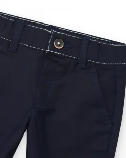 Pantalón azul marino de plana para niño con bolsillos y cintura ajustable