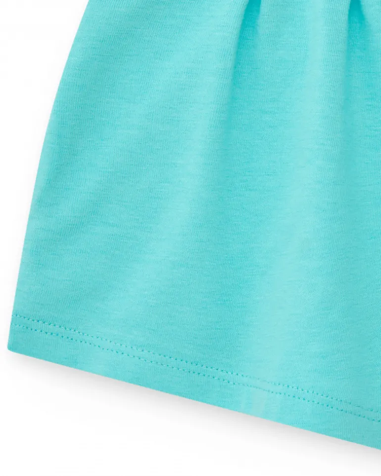 Pantalón corto azul para niña con cintura elástica y lazo