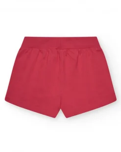 Pantalón corto para niña en rojo con cintura elástica y bolsillos