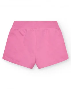 Pantalón corto para niña en rosa fucsia con cintura elástica y bolsillos