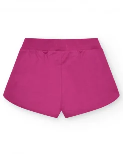 Pantalón corto para niña en fucsia con cintura elástica y bolsillos